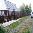 Откатные ворота из евроштакетника автоматические на ж/б