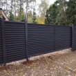 Откатные ворота из профнастила горизонтальная обшивка автоматические на ж/б